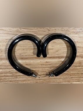 Chunky Grey Marble Resin Hoop Earrings | Mod Style Post Backs